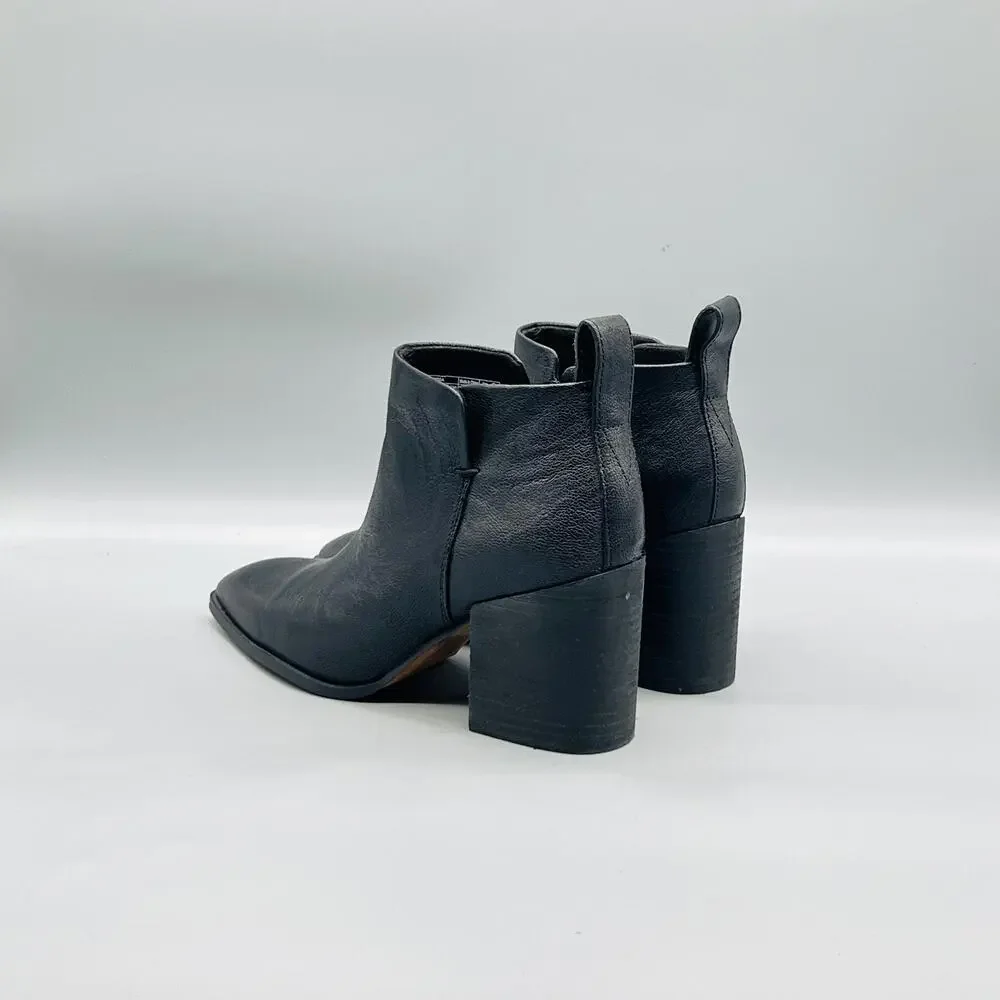 Vionic Boots Womens 8 Black Leather Lyssa Ankle Zip Block Heel Booties Shoes